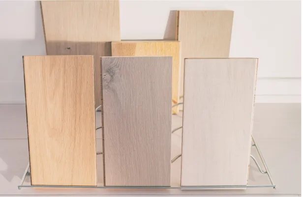 Flooring sample boards compared side by side